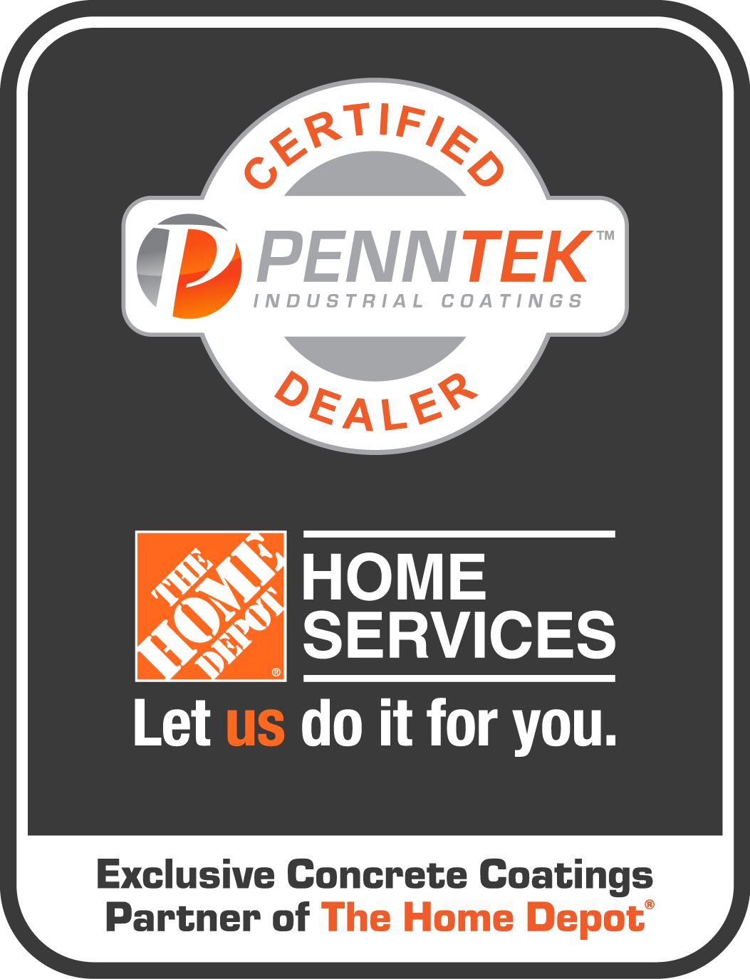 The Home Depot Service Provider and Penntek Industrial Coatings Certified Partner Lockup